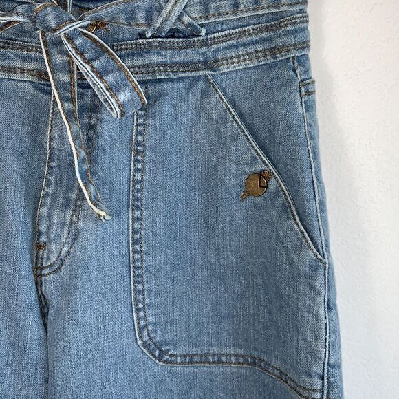 Lola Jeans Reese High Rise Belted Paper Bag Cropped Wide Leg Raw Hem Jeans Sz 27 - Picture 4 of 12